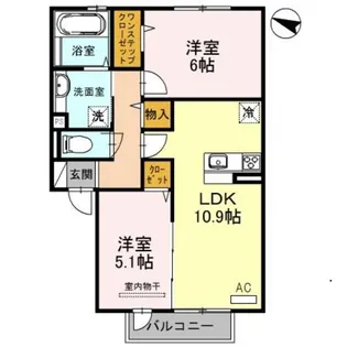 クレア B棟【1階】の間取り