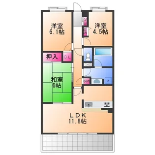 アクアパークCITY岸和田南2番館【5階】の間取り