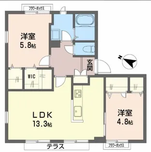 スカイハイツ植田B【1階】の間取り