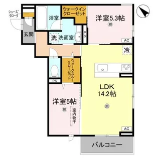 ブランノワール日根野【3階】の間取り