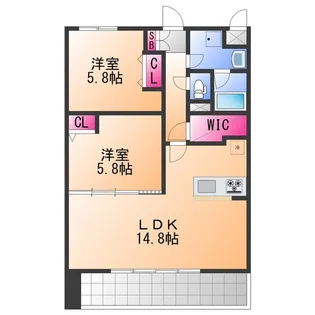 EXCEL COURT 二色の浜【2階】の間取り