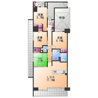 エバーランドシティ新・泉北弐番館【4階】の間取り