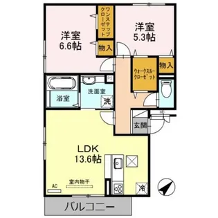 abcdマンション綾園【1階】の間取り