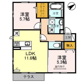 セジュールK【2階】の間取り