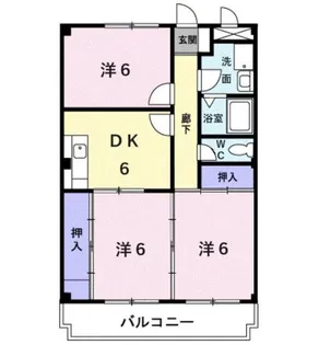 ハピネス坂口【3階】の間取り