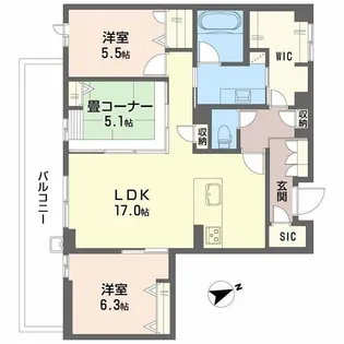アルテーヌ浜寺元町【3階】の間取り