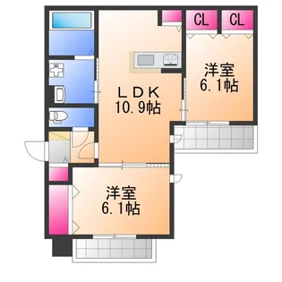 Jardin vert【2階】の間取り