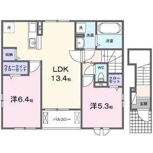 ペルラ北花田【2階】の間取り