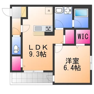 カシータ北三国ヶ丘【1階】の間取り