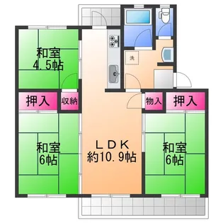 上野芝A団地2号棟【2階】の間取り