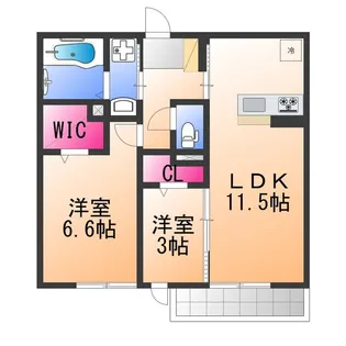 リヴィエール桜之町東【2階】の間取り