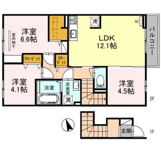 グレイシャス天美 B棟【2階】の間取り