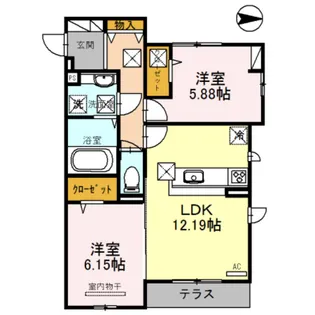 セントラル ポー B棟【2階】の間取り