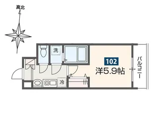 MELDIA秋山【102号室】の間取り