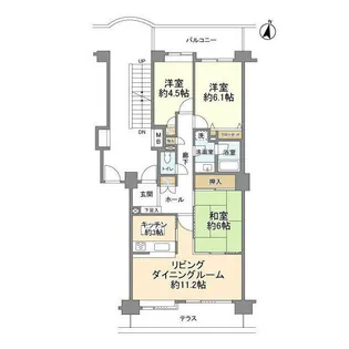 流山ニューシティ・ステージ弐壱パークサイドコート【104号室】の間取り