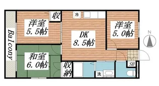 平和マンション【0207号室】の間取り