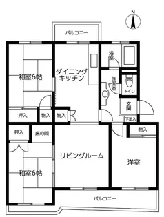 鎌ヶ谷コーポラス団地M棟【303号室】の間取り