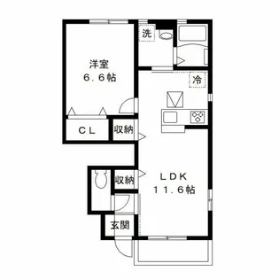 オークス松戸【102号室】の間取り