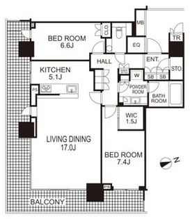 ザ・パークハウス晴海タワーズティアロレジデンス【36階】の間取り