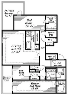ビバリーホームズ青葉台 【1階】の間取り