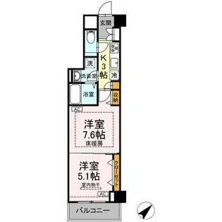 Hill Flat Osaki【1階】の間取り