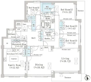 マリックス島津山【1階】の間取り