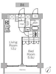 プラウドフラット三軒茶屋Ⅱ【4階】の間取り