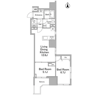 リバーレ浅草ウエスト【7階】の間取り