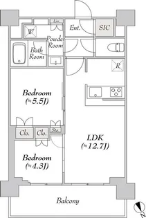 ウエリスアーバン水天宮前【12階】の間取り