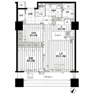 オリゾンマーレ【5階】の間取り
