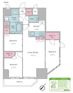 レジディア中目黒Ⅲ【10階】の間取り