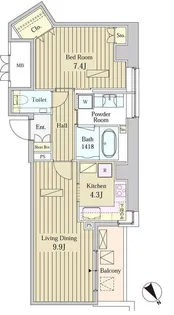 MOMENTO SHIODOME【20階】の間取り