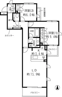 リベルテ等々力【1階】の間取り