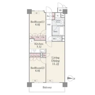 フェールメゾン西大島【4階】の間取り