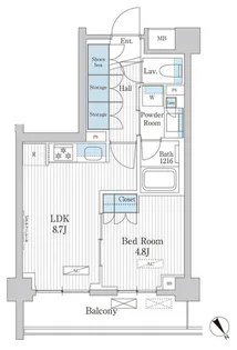 パークアクシス門前仲町テラス【2階】の間取り