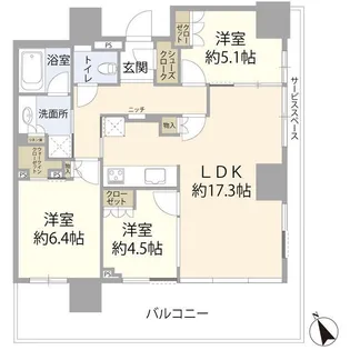 ウェリスタワー愛宕虎ノ門【18階】の間取り
