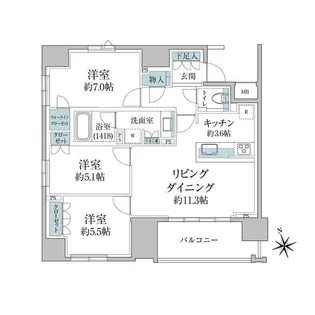 グランスイート八丁堀【3階】の間取り