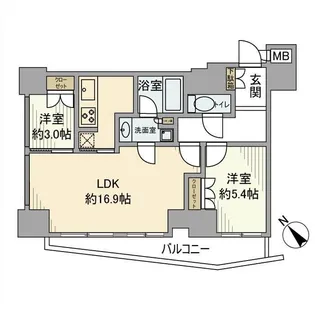 アトラスタワー六本木【5階】の間取り