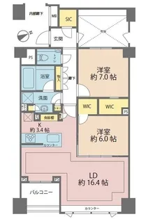 ミッドガーデン赤坂氷川【9階】の間取り
