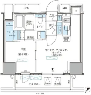 パークアクシス五反田スカイタワー【27階】の間取り
