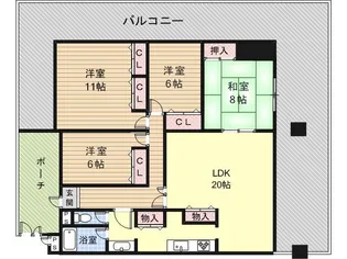 レジェーロ永和【6階】の間取り