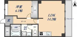 エステート村上【6階】の間取り