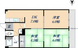 石切グリーンハイツ【1B号室】の間取り