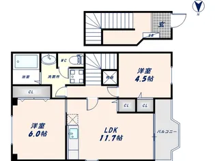 ピエ・デル・モンテ B棟【201号室】の間取り