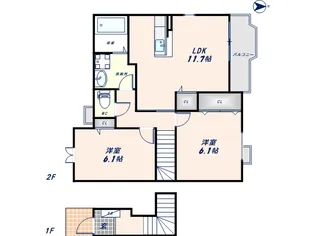カルム新池島Ⅱ【201号室】の間取り