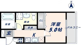 ブライト近大前【105号室】の間取り