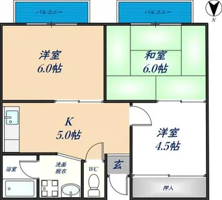 フリーディオ石切【110号室】の間取り