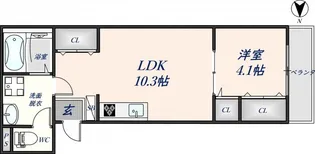 La Chance瓜生堂【201号室】の間取り