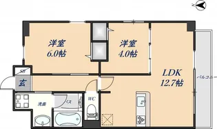 ヴィルヌーブS・K・H【201号室】の間取り