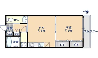 プリムローズ八戸ノ里【303号室】の間取り